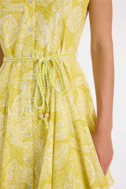 A-Cut V Neck Printed Voile Sleeveless Mini Dress