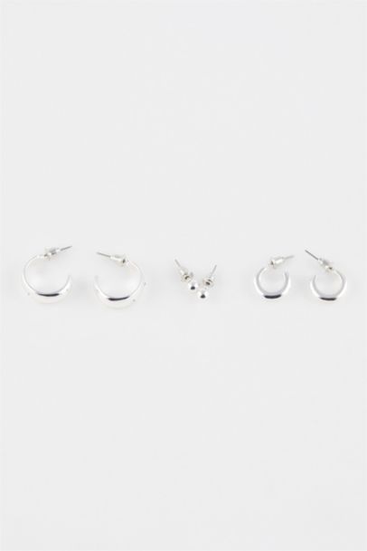 حلق حريمي فضي - 3 قطع