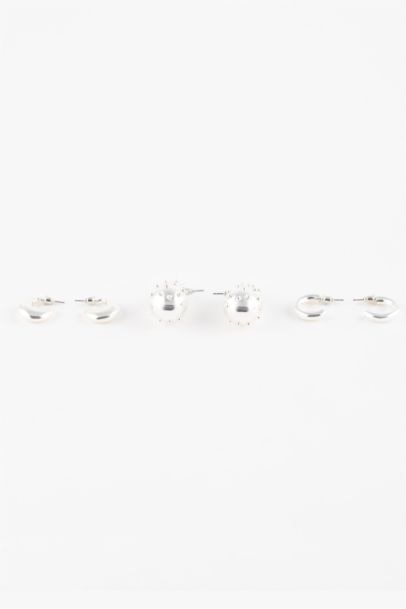 Woman 3 Piece Silver Earrings