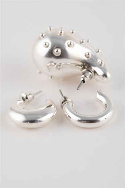 Woman 3 Piece Silver Earrings