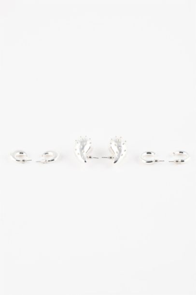 Woman 3 Piece Silver Earrings