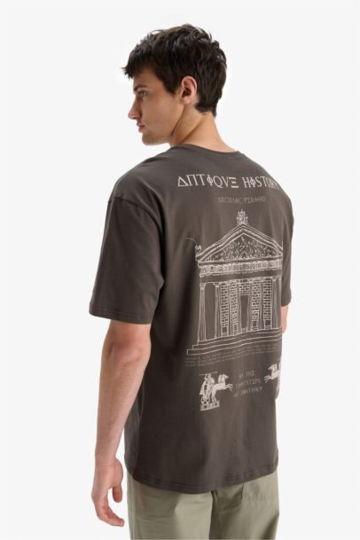 Oversize Fit Crew Neck Back Printed T-Shirt