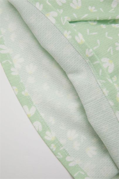 فستان بناتي فلورال قصة عادية بدون ردن بياخة مستديرة