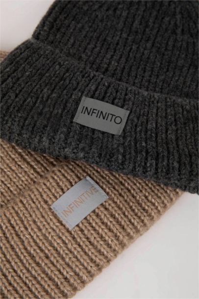 Erkek Etiket Baskılı 2'li Bere