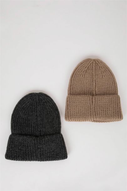 Erkek Etiket Baskılı 2'li Bere