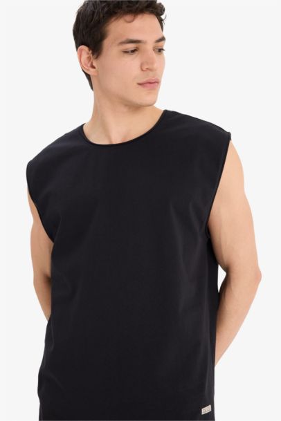 Cotton Boxy Fit Crew Neck Basic Tank Top