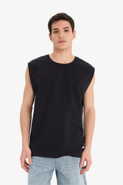 Cotton Boxy Fit Crew Neck Basic Tank Top