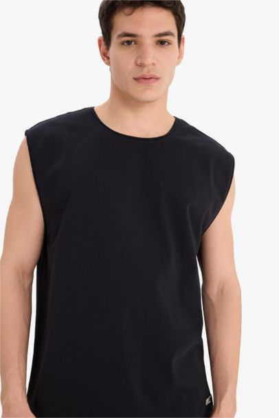 Cotton Boxy Fit Crew Neck Basic Tank Top