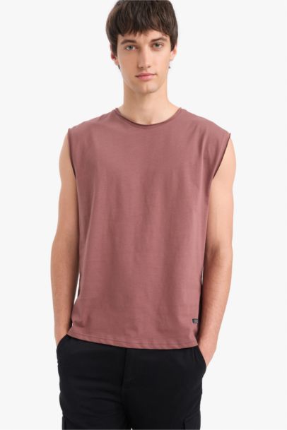 Cotton Boxy Fit Crew Neck Basic Tank Top