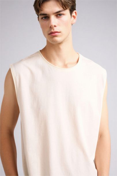Boxy Fit Crew Neck Basic Cotton Tank Top