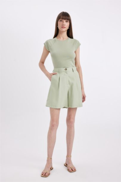 تيشيرت نص كم مضلع سليم فيت