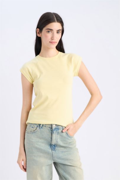 Slim Fit Crew Neck Ribana Short Sleeve T-Shirt