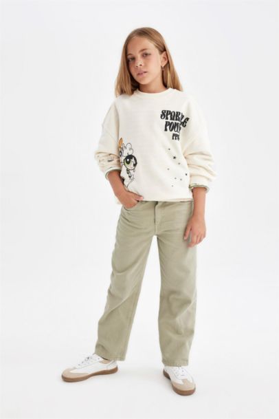 Girl Straight Fit Wide Leg Cotton Pants