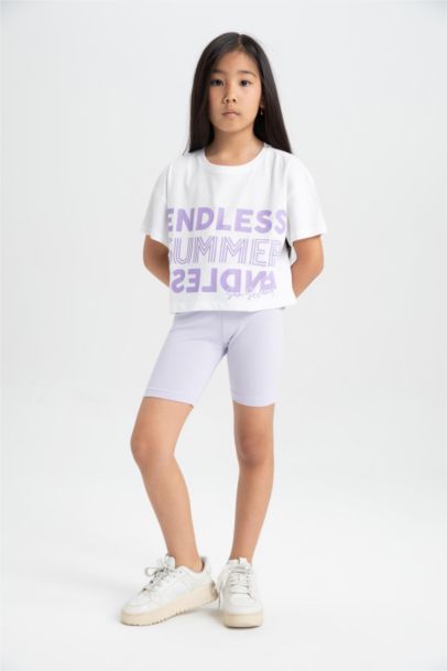 Girl Printed Crop T-Shirt Leggings 2 Piece Set