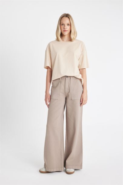 Pantalon à coupe Standard en Gabardine à jambes larges