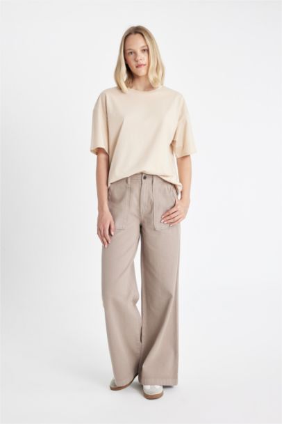 Pantalon à coupe Standard en Gabardine à jambes larges
