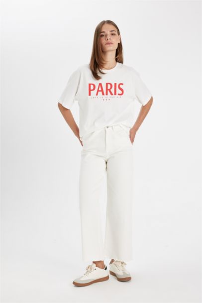 Culotte Fit Wide Leg Gabardine Trousers