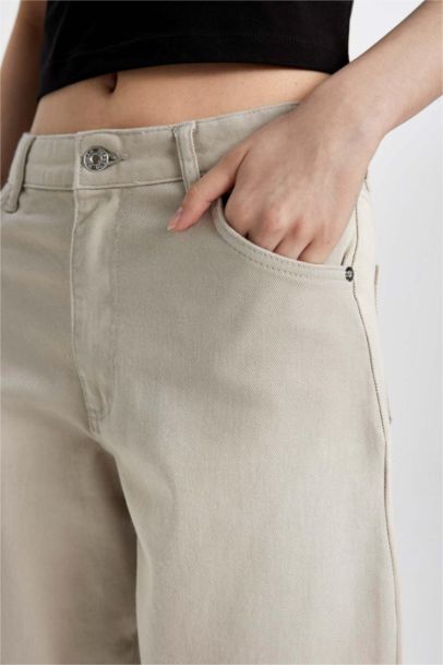 Culotte High Waist Wide Leg Gabardine Trousers