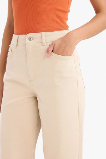 Culotte Gabardin Kumaş Pantolon Yüksek Bel Geniş Paça