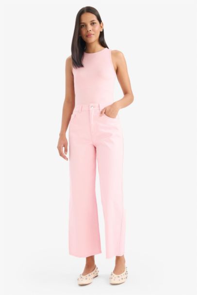 Culotte Fit Wide Leg Gabardine Trousers