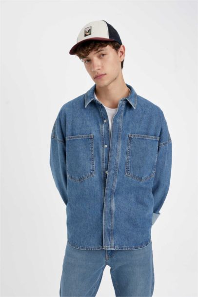 Oversize Fit Long Sleeve Denim Shirt