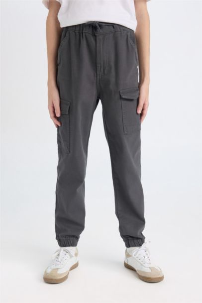 Jogging cargo en gabardine à taille élastique et poches cargo pour Garçon