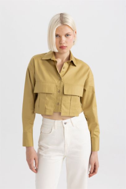 Chemise à manches longues en gabardine