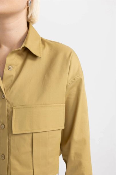 Chemise à manches longues en gabardine