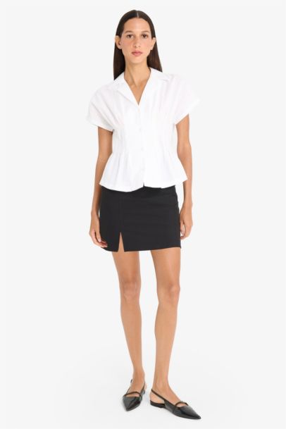 Coool Cotton Lined High Waist Mini Skirt