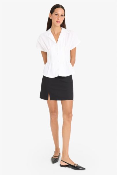 Coool Cotton Lined High Waist Mini Skirt