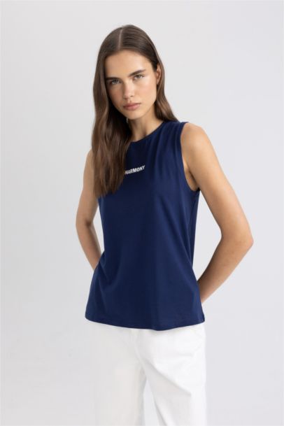 Débardeur coupe régulière Molleton Manches Courtes Col Rond imprimé