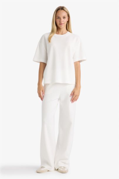 تيشيرت سادة نص ردن اوفر سايز بياخة مستديرة