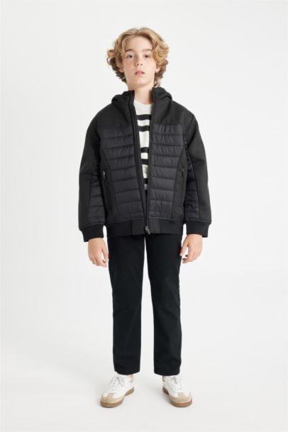 Kapüşonlu Rüzgar Geçirmez Fermuar Cepli Mont Erkek Çocuk