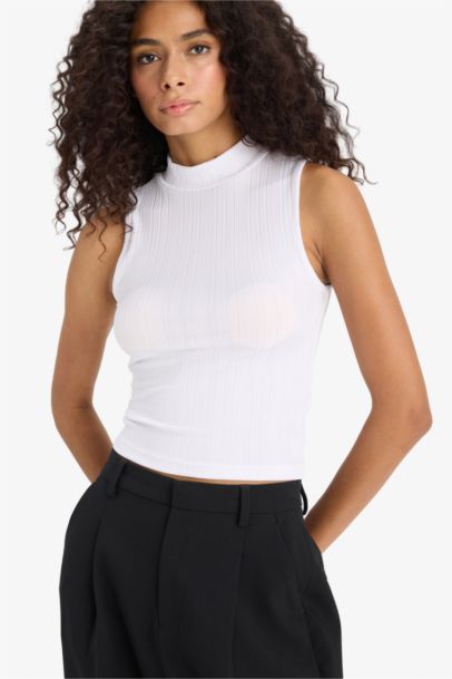 Slim Fit Camisole Half Turtleneck Tank Top