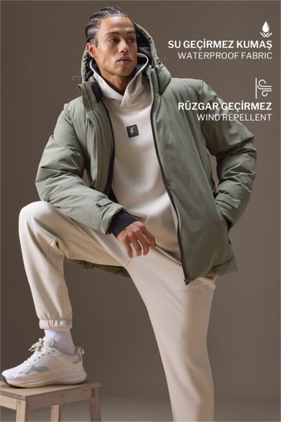 Usb Isıtıcılı  Su İtici Rüzgar Geçirmez Kapüşonlu Fermuarlı Kışlık Kayak Montu