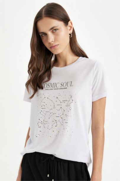 Regular Fit Crew Neck Printed Short Sleeve T-Shirt