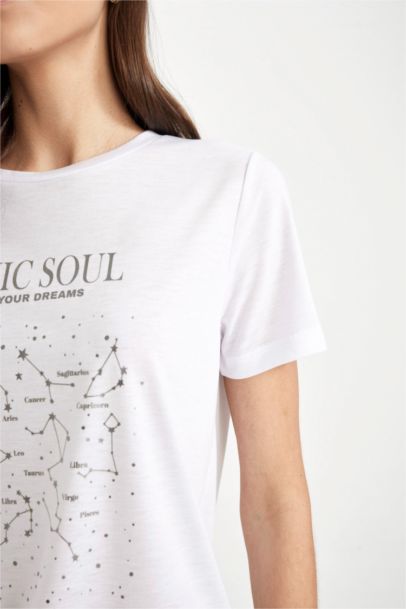 Regular Fit Crew Neck Printed Short Sleeve T-Shirt