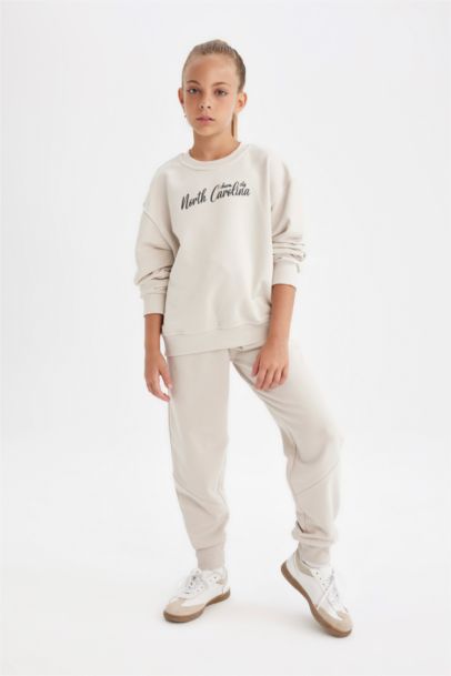 Girl Crew Neck Printed School Sweatshirt