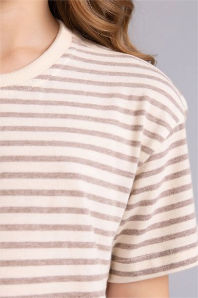 Girl Relax Fit Crew Neck Striped School T-Shirt