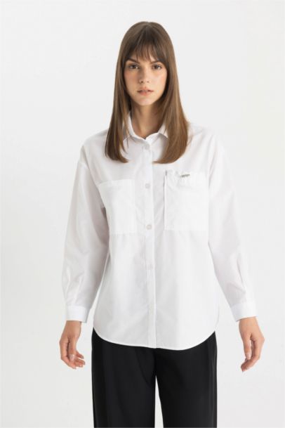 Relax Fit Poplin Long Sleeve Shirt Tunic