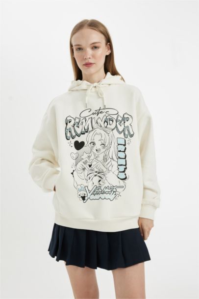 Свитшот оверсайз с принтом с капюшоном, Coool