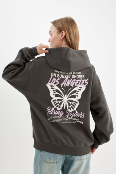 Свитшот оверсайз с принтом с капюшоном, Coool