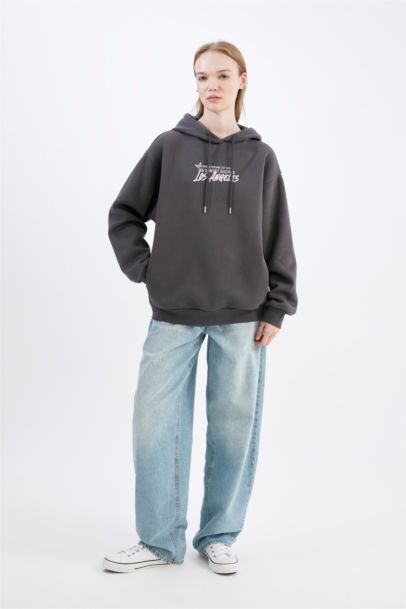 Свитшот оверсайз с принтом с капюшоном, Coool