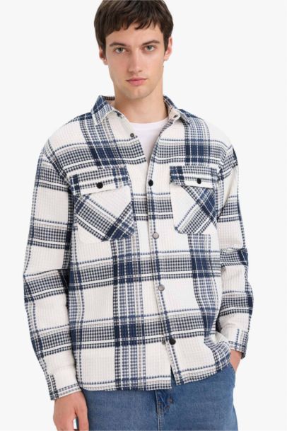 Relax Fit Long Sleeve Waffle Shirt