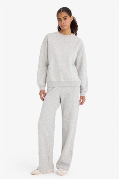 Straight Fit Basic Pocketed Thick Fabric Sweatpants