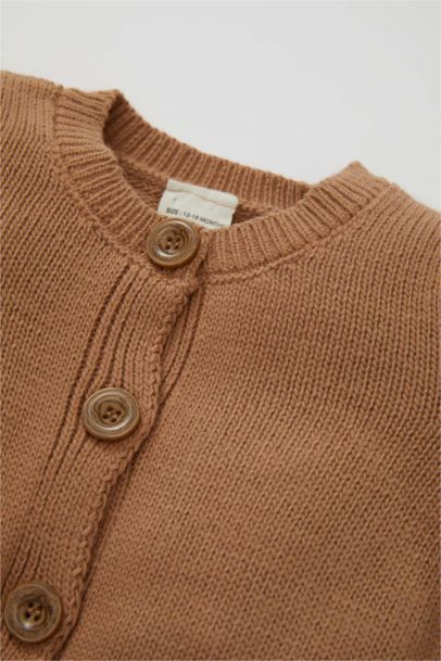 Cardigan en tricot boutonné à col rond pour Bébé Fille