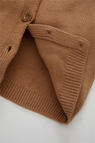 Cardigan en tricot boutonné à col rond pour Bébé Fille