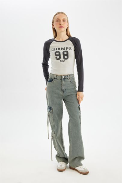 Fitted Crew Neck Ribbed Camisole Printed T-Shirt