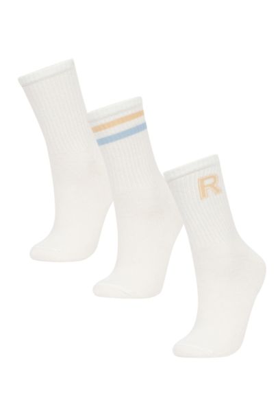 جوارب بناتي طويل قطن - 3 قطع