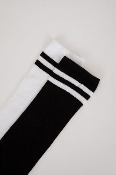 جوارب بناتي طويل قطن - قطعتين